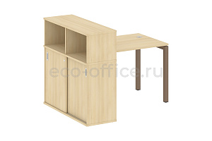 Стол письменный с опорным шкафом-купе METAL SYSTEM QUATTRO 5x5 50БП.РС-СШК-3.1 Акация Лорка / Мокко металл фото