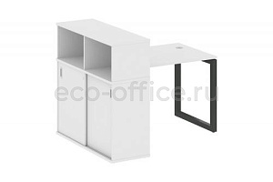 Стол письменный с опорным шкафом-купе METAL SYSTEM QUATTRO 5x5 50БО.РС-СШК-3.1 Белый / Антрацит металл фото