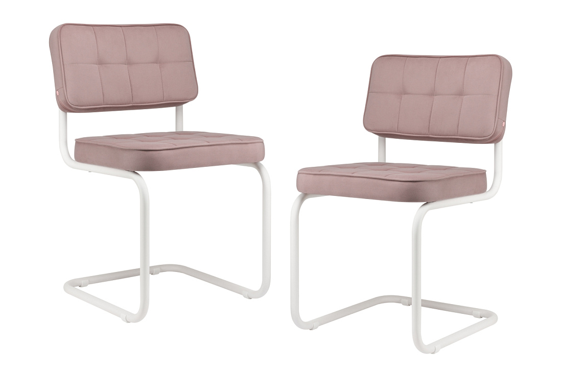 комплект конференц-кресел eco-chair colombo comfort clm-05 розовый велюр / белый металл фото