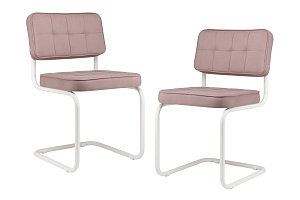 Комплект конференц-кресел ECO-CHAIR COLOMBO Comfort CLM-05 Розовый велюр / Белый металл фото