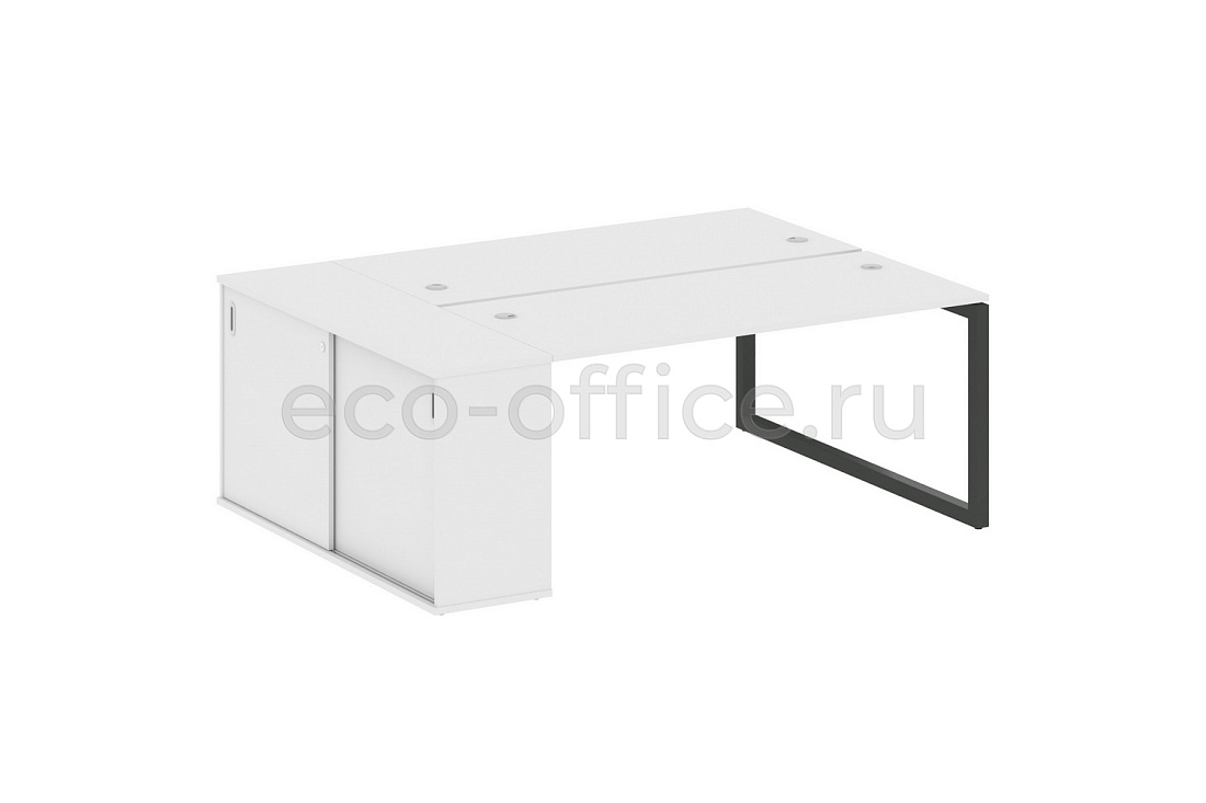Рабочая станция с опорным шкафом-купе METAL SYSTEM QUATTRO 5x5 50БО.РС-СШК-1.4 Белый / Антрацит металл  стоимость