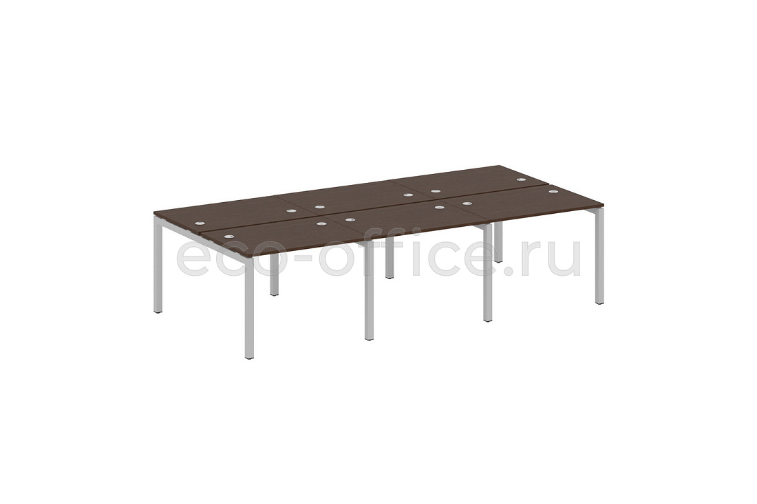 Рабочая станция на 6 рабочих мест METAL SYSTEM QUATTRO 5x5 50БП.СМ-6.1 Венге Цаво / Серый металл  стоимость