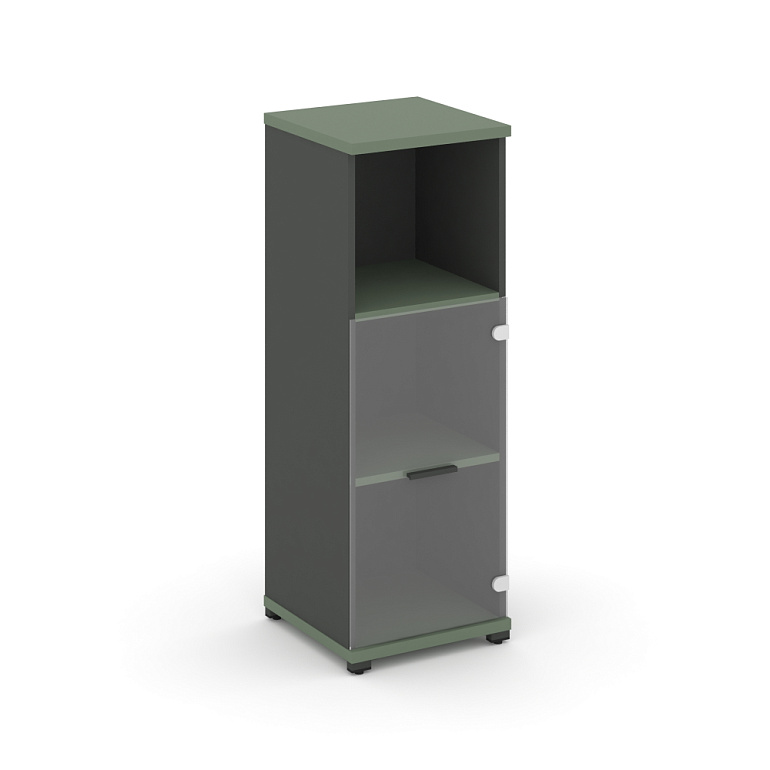 шкаф 1 узкая секция, 3 ниши concept cn.stu.e-313 sp a кобо/антрацит/металл антрацит/прозрачный фото