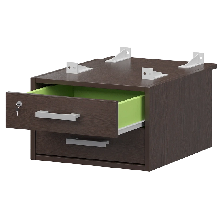 тумба подвесная для столов на м/каркасе гл.730 мм protech амт2-02м.73 дуб венге/белый фото