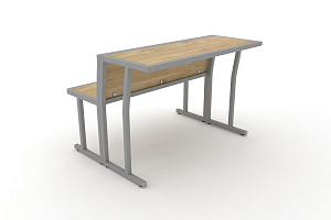 Комплект скамья со столом DESK DKN-1100LS Тиквуд Светлый / Серый металл фото