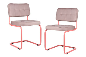 Комплект конференц-кресел ECO-CHAIR COLOMBO Comfort CLM-05 Розовый велюр / Винтажная роза металл фото