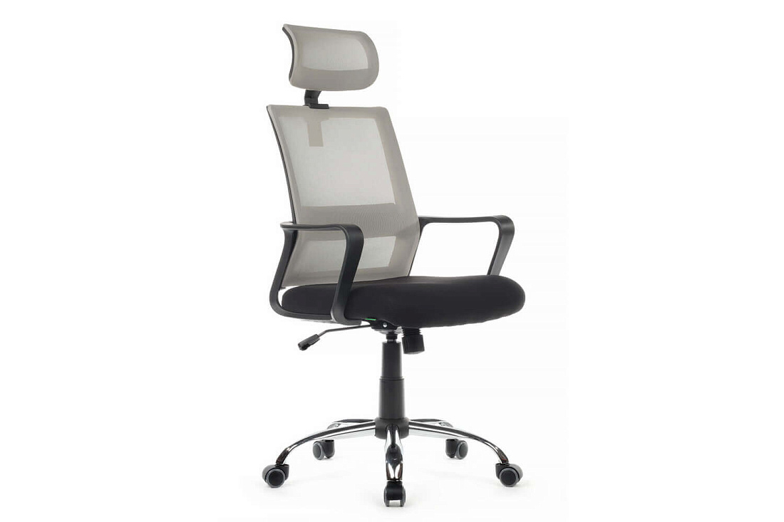 кресло rv chair mint 1029hb серая сетка / чёрная ткань фото