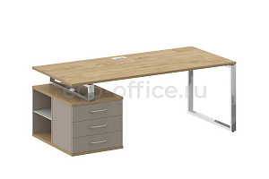 Стол руководителя c опорной тумбой SHIFT SK.SRT-200 (L) Тиквуд Светлый / Капучино фото