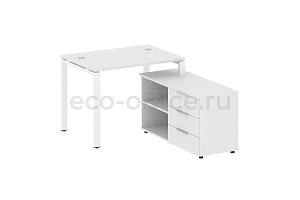 Рабочая станция с опорной тумбой METAL SYSTEM STYLE БП.РС-СТС-2.1 (R) Белый / Белый металл фото