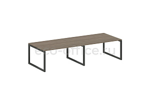 Стол переговорный (2 столешницы) METAL SYSTEM QUATTRO 5x5 50БО.ПРГ-2.4 Вяз Благородный / Антрацит металл фото
