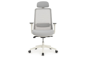 Кресло эргономичное ECO-CHAIR W-218C WORK Белый пластик / Светло-серая сетка фото