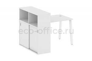 Рабочая станция с опорным шкафом-купе METAL SYSTEM STYLE БА.РС-СШК-3.1 Белый / Белый металл фото