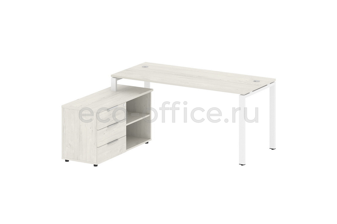 Рабочая станция с опорной тумбой METAL SYSTEM STYLE БП.РС-СТС-2.4 (L) Дуб Наварра / Белый металл  стоимость