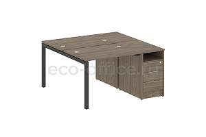 Рабочая станция с опорной тумбой METAL SYSTEM QUATTRO 5x5 50БП.РС-СТП-2.1 Вяз Благородный / Антрацит металл фото