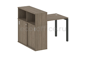 Стол письменный с опорным шкафом-купе METAL SYSTEM QUATTRO 5x5 50БП.РС-СШК-3.1 Вяз Благородный / Антрацит металл фото