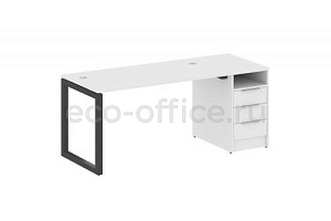 Рабочая станция с опорной тумбой METAL SYSTEM QUATTRO 5x5 50БО.РС-СТП-1.3 Белый / Антрацит металл фото