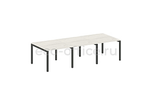 Стол переговорный (3 столешницы) METAL SYSTEM QUATTRO 5x5 50БП.ПРГ-3.1 Дуб Наварра / Антрацит металл фото