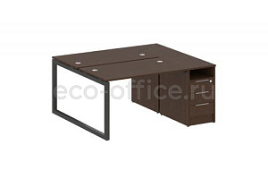 Рабочая станция с опорной тумбой METAL SYSTEM QUATTRO 5x5 50БО.РС-СТП-2.2 Венге Цаво / Антрацит металл фото