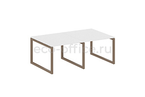 Стол переговорный (2 столешницы) METAL SYSTEM QUATTRO 5x5 50БО.ПРГ-2.1 Белый / Мокко металл фото