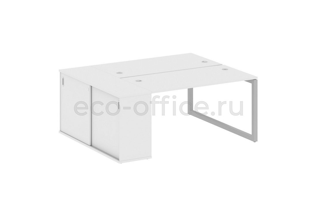 Рабочая станция с опорным шкафом-купе METAL SYSTEM QUATTRO 5x5 50БО.РС-СШК-1.3 Белый / Серый металл  стоимость