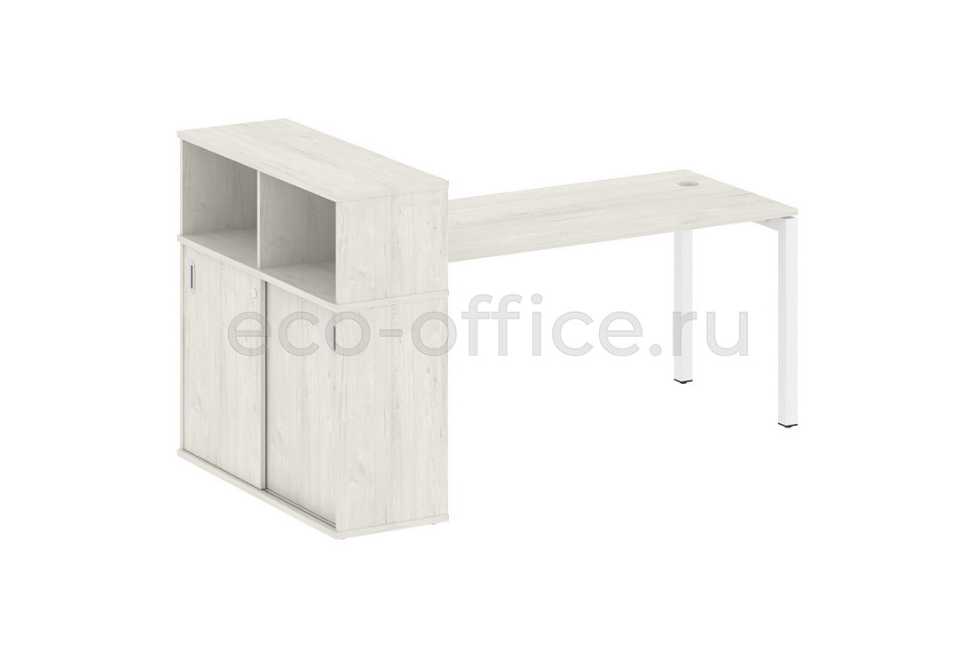 Стол письменный с опорным шкафом-купе METAL SYSTEM QUATTRO 5x5 50БП.РС-СШК-3.4 Дуб Наварра / Белый металл купить в Москве