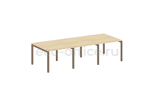 Стол переговорный (3 столешницы) METAL SYSTEM QUATTRO 5x5 50БП.ПРГ-3.1 Акация Лорка / Мокко металл фото