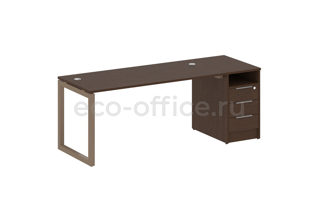 Рабочая станция с опорной тумбой METAL SYSTEM QUATTRO 5x5 50БО.РС-СТП-1.4 Венге Цаво / Мокко металл  стоимость