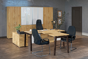 Кабинет руководителя ONIX WOOD DIRECT Тиквуд Светлый / Дуб Тёмный фото