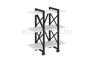 Стеллаж на колесных опорах LOFT VR.L-MST.K-3.4V Белый Бриллиант / Чёрный металл фото