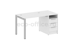 Рабочая станция с опорной тумбой METAL SYSTEM QUATTRO 5x5 50БП.РС-СТП-1.1 Белый / Серый металл фото