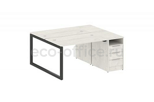 Рабочая станция с опорной тумбой METAL SYSTEM QUATTRO 5x5 50БО.РС-СТП-2.2 Дуб Наварра / Антрацит металл фото