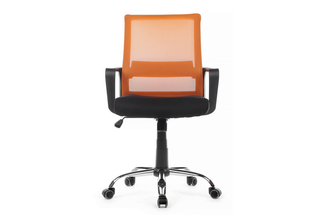 кресло rv chair mint 1029mb оранжевая сетка / чёрная ткань фото