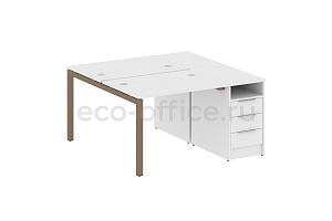 Рабочая станция с опорной тумбой METAL SYSTEM QUATTRO 5x5 50БП.РС-СТП-2.1 Белый / Мокко металл фото