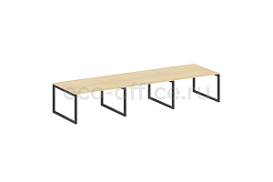 Стол переговорный (3 столешницы) METAL SYSTEM QUATTRO 5x5 50БО.ПРГ-3.3 Акация Лорка / Антрацит металл фото