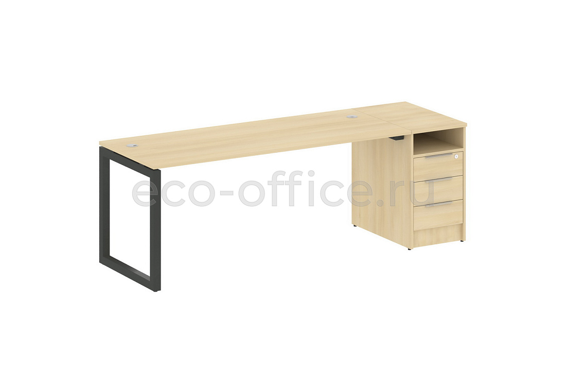 Рабочая станция с опорной тумбой METAL SYSTEM QUATTRO 5x5 50БО.РС-СТП-1.5 Акация Лорка / Антрацит металл  стоимость