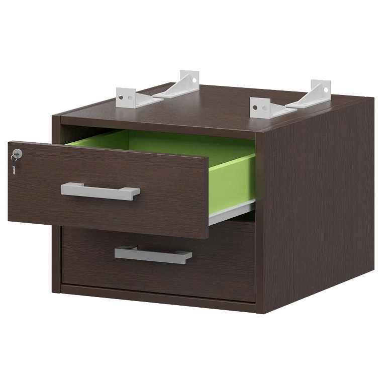 тумба подвесная для столов на м/каркасе гл.600 мм protech амт2-02ц.60 дуб венге/белый фото