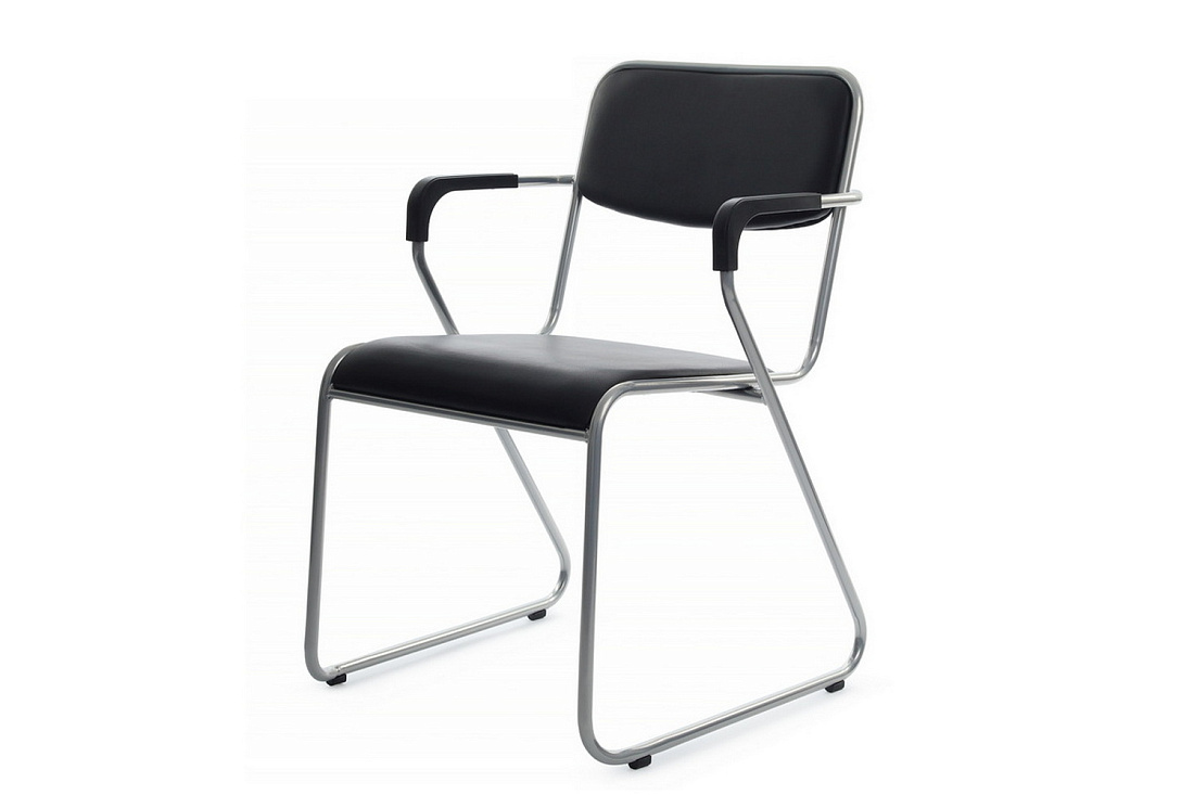 кресло rv chair nix plus omkl-03 чёрная экокожа / хром металл фото