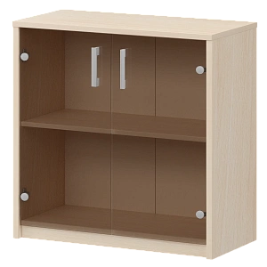 Стеллаж низкий с тонированным стеклом Protech А-302/А-стл302тон Бук фото