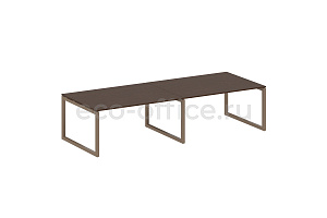 Стол переговорный (2 столешницы) METAL SYSTEM QUATTRO 5x5 50БО.ПРГ-2.4 Венге Цаво / Мокко металл фото