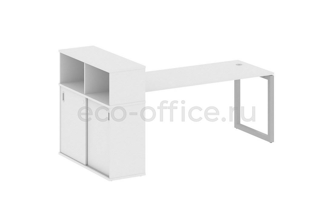 Стол письменный с опорным шкафом-купе METAL SYSTEM QUATTRO 5x5 50БО.РС-СШК-3.5 Белый / Серый металл  стоимость