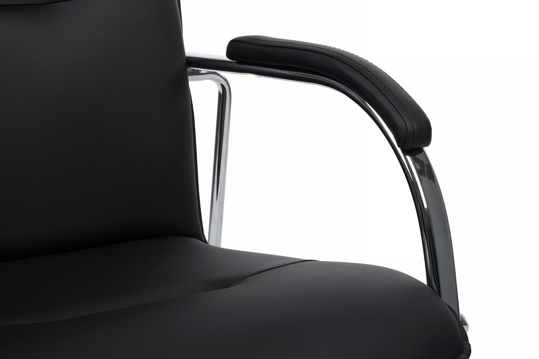 конференц-кресло rv chair самба на гальванических опорах smb-01h чёрная экокожа фото