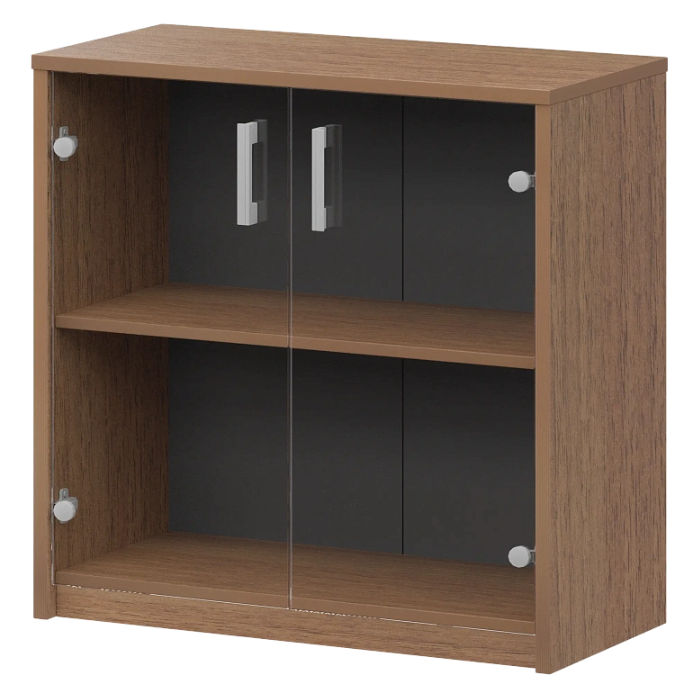 стеллаж низкий с прозрачным стеклом protech а-302/а-стл302пр орех фото