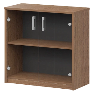 Стеллаж низкий с прозрачным стеклом Protech А-302/А-стл302пр Орех фото