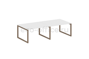 Стол переговорный (2 столешницы) METAL SYSTEM QUATTRO 5x5 50БО.ПРГ-2.3 Белый / Мокко металл фото