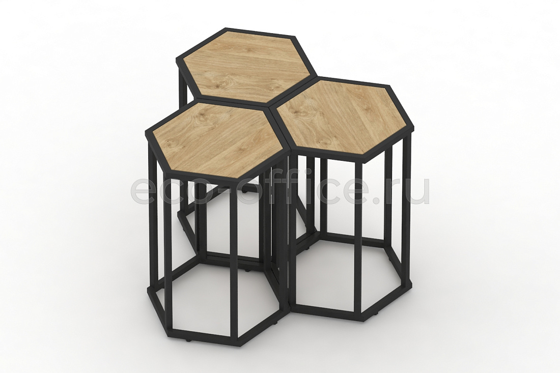 Стол журнальный HEX-600 Тиквуд Светлый / Чёрный металл  стоимость