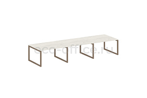 Стол переговорный (3 столешницы) METAL SYSTEM QUATTRO 5x5 50БО.ПРГ-3.3 Дуб Наварра / Мокко металл фото
