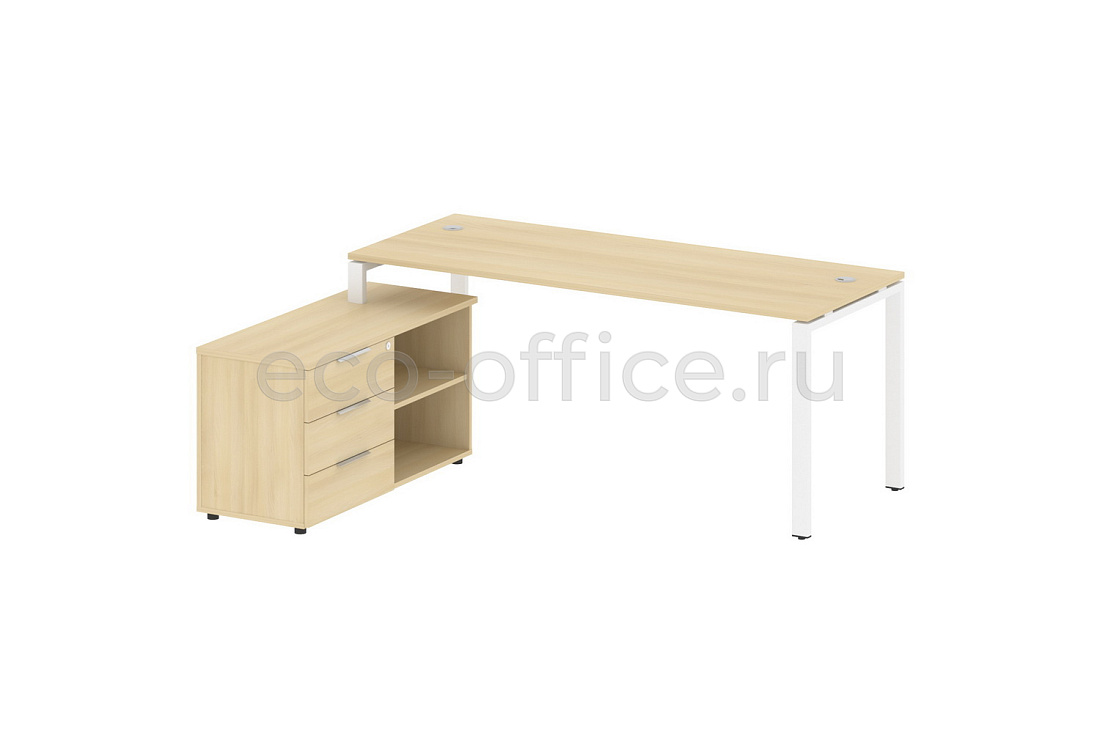 Рабочая станция с опорной тумбой METAL SYSTEM STYLE БП.РС-СТС-2.5 (L) Акация Лорка / Белый металл  стоимость