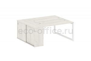 Рабочая станция с опорным шкафом-купе METAL SYSTEM QUATTRO 5x5 50БО.РС-СШК-1.3 Дуб Наварра / Белый металл фото
