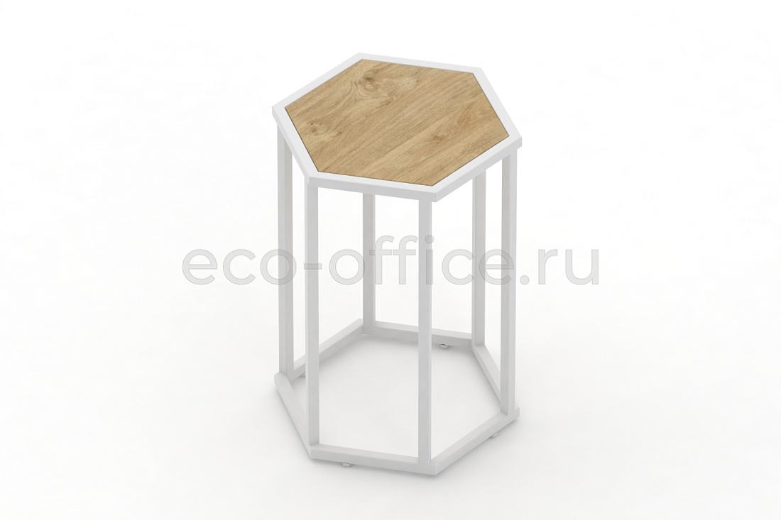 Стол журнальный HEX-600 Тиквуд Светлый / Белый металл  стоимость