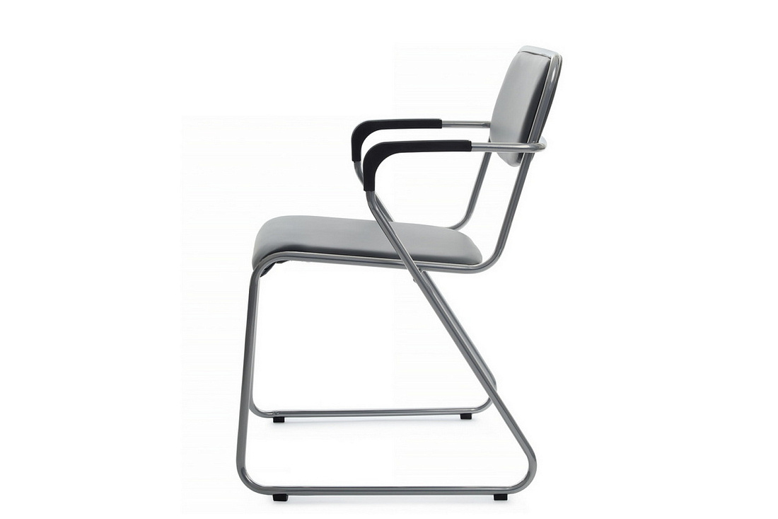 кресло rv chair nix plus omkl-03 серая экокожа / хром металл фото